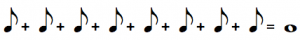 how to read music: eight eighth notes equal one whole note