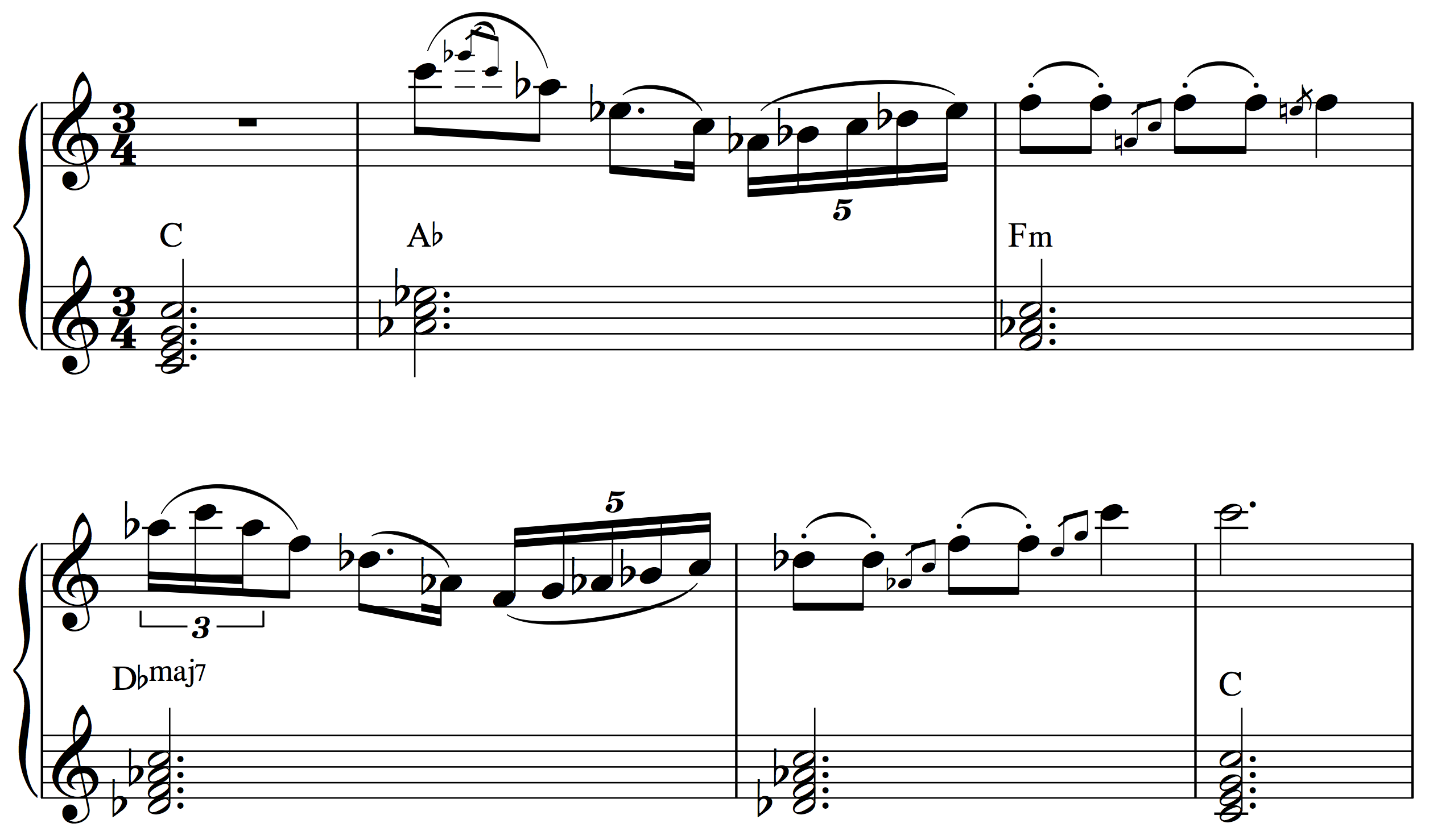Chord progression and melody Section B